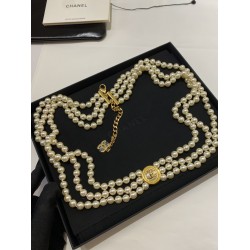 Chanel 24A Haute Couture Button Double-C Pearl Waist Chain