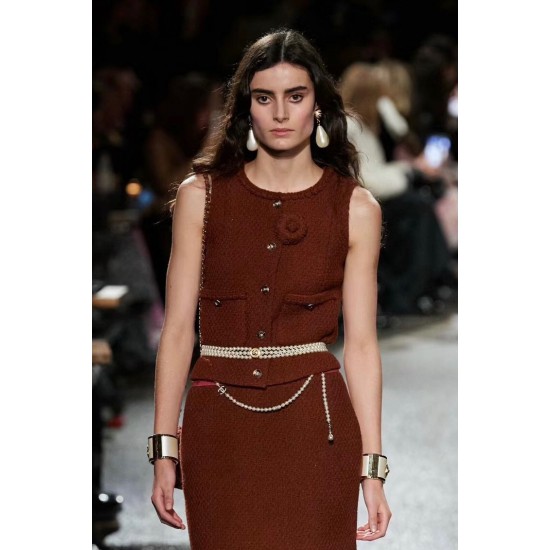 Chanel 24A Haute Couture Button Double-C Pearl Waist Chain