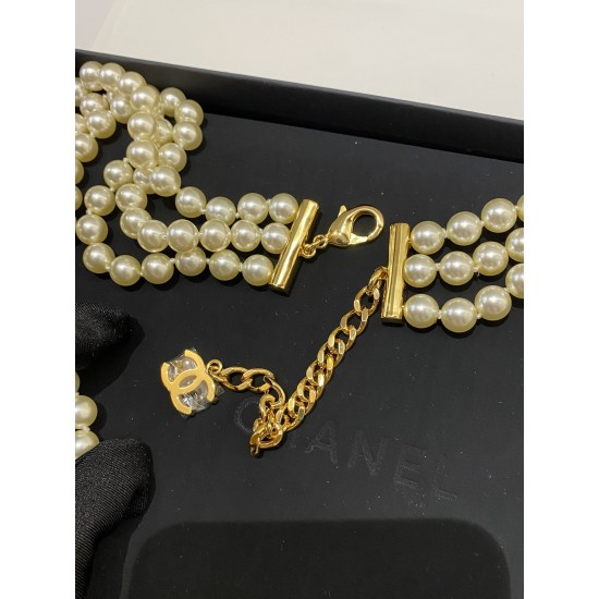 Chanel 24A Haute Couture Button Double-C Pearl Waist Chain