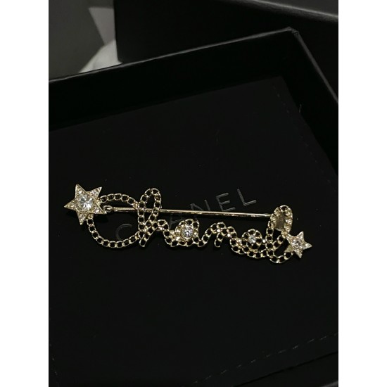 Chanel 25B Hollow Letter & Star Crystal Brooch