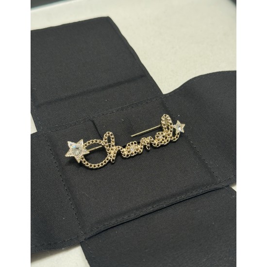 Chanel 25B Hollow Letter & Star Crystal Brooch