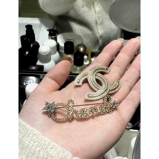 Chanel 25B Hollow Letter & Star Crystal Brooch