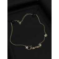 Chanel 25B Hollow Letter & Star Crystal Necklace