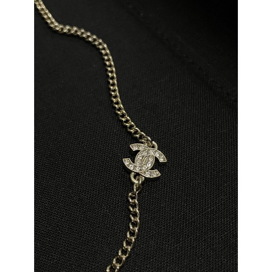 Chanel 25B Hollow Letter & Star Crystal Necklace