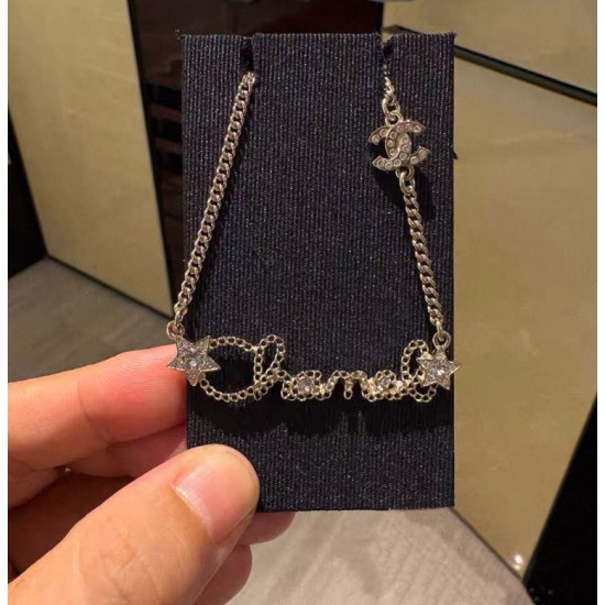 Chanel 25B Hollow Letter & Star Crystal Necklace