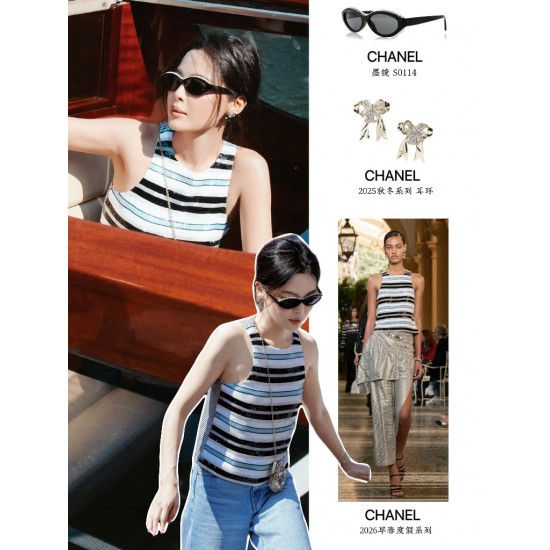 Chanel 25K Crystal-Paved Metal Bow Stud Earrings