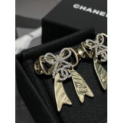 Chanel 25K Crystal-Paved Metal Bow Stud Earrings