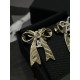 Chanel 25K Crystal-Paved Metal Bow Stud Earrings