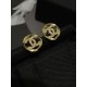 Chanel 25K Glossy Twisted Gold Round Stud Earrings