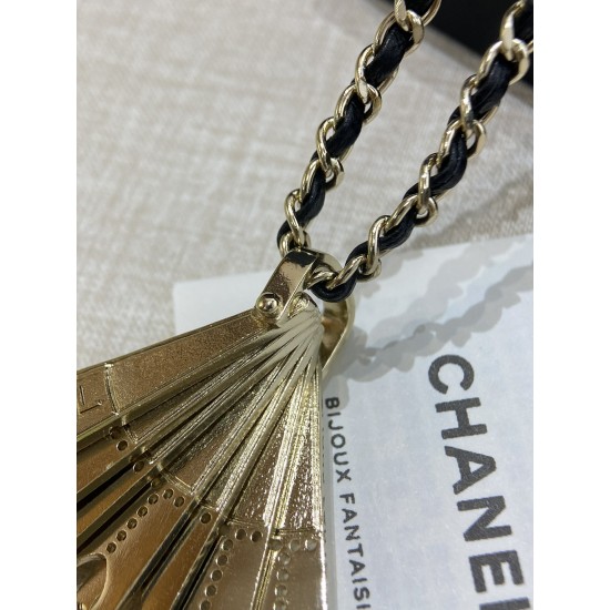 Chanel 25K Vintage Fan Pendant Necklace