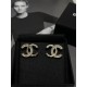 Chanel 25K Vintage Logo Stud Earrings with Crystal Edge