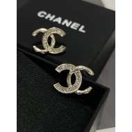 Chanel 25K Vintage Logo Stud Earrings with Crystal Edge