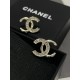 Chanel 25K Vintage Logo Stud Earrings with Crystal Edge