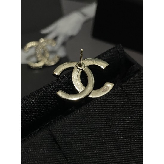 Chanel 25K Vintage Logo Stud Earrings with Crystal Edge