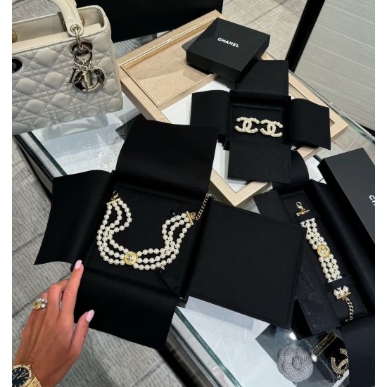 Chanel 24B Triple-Layer Pearl CC Vintage Choker Necklace