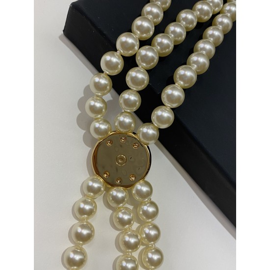 Chanel 24B Triple-Layer Pearl CC Vintage Choker Necklace