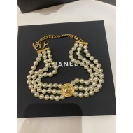 Chanel 24B Triple-Layer Pearl CC Vintage Choker Necklace