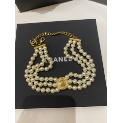 Chanel 24B Triple-Layer Pearl CC Vintage Choker Necklace