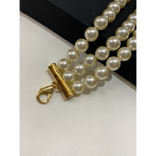Chanel 24B Triple-Layer Pearl CC Vintage Choker Necklace