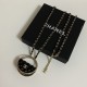 Chanel  Metal Resin Quilted Flap Bag Hoop Mirror Necklace Black Gold