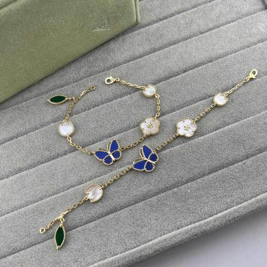 VCA Lucky Alhambra Multi-Motif Bracelet | Butterfly, Leaf & Flower