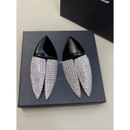 Saint Laurent Crystal Articulated Geometric Clip On Earrings Silver Black