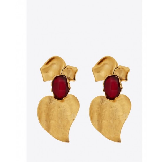 Saint Laurent Oversized Resin Ruby Flower Statement Ear Clips