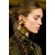 Saint Laurent Oversized Resin Ruby Flower Statement Ear Clips