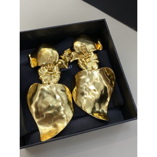 Saint Laurent Oversized Resin Ruby Flower Statement Ear Clips