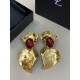 Saint Laurent Oversized Resin Ruby Flower Statement Ear Clips