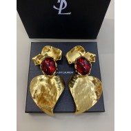 Saint Laurent Oversized Resin Ruby Flower Statement Ear Clips