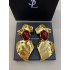 Saint Laurent Oversized Resin Ruby Flower Statement Ear Clips
