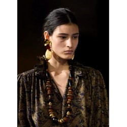 Saint Laurent Oversized Resin Ruby Flower Statement Ear Clips