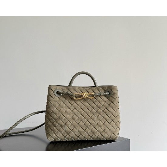 B*V Andiamo Small — Hand-Woven Top Handle Bag (Cypress Green)
