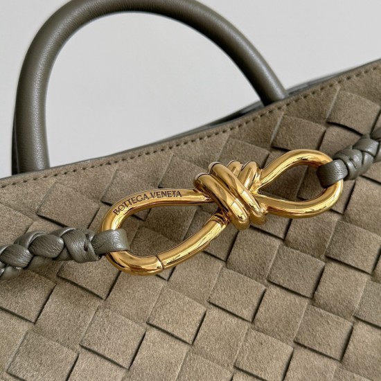 B*V Andiamo Small — Hand-Woven Top Handle Bag (Cypress Green)
