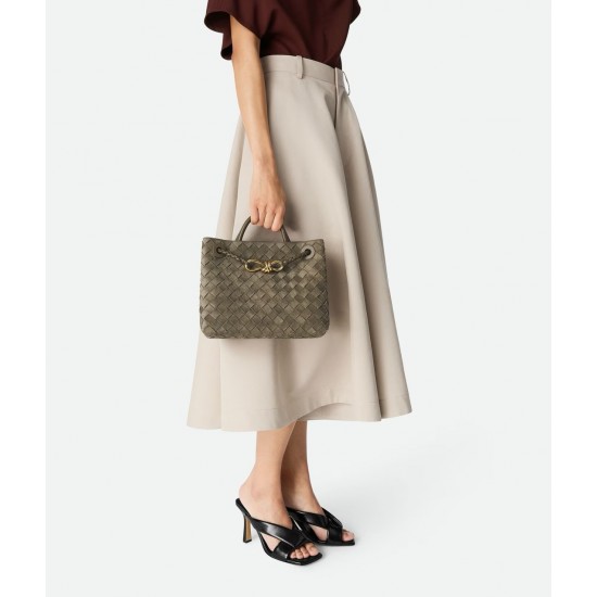 B*V Andiamo Small — Hand-Woven Top Handle Bag (Cypress Green)