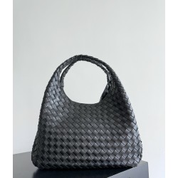 B*V Campana Large Double-Sided Woven Leather Shoulder Bag - Black