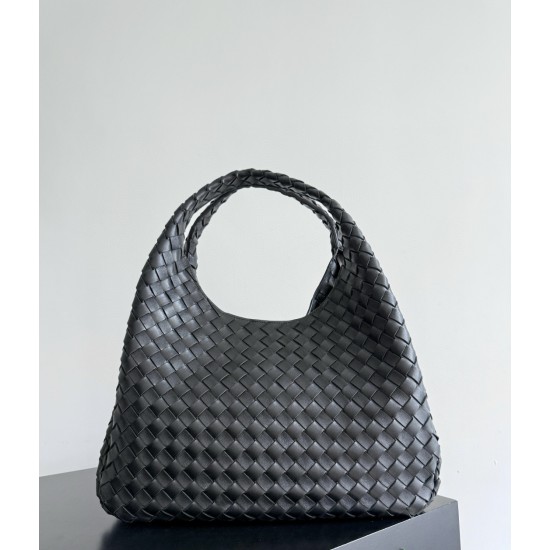 B*V Campana Large Double-Sided Woven Leather Shoulder Bag - Black