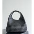 B*V Campana Large Double-Sided Woven Leather Shoulder Bag - Black