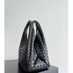 B*V Campana Large Double-Sided Woven Leather Shoulder Bag - Black
