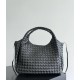 B*V Campana Large Double-Sided Woven Leather Shoulder Bag - Black
