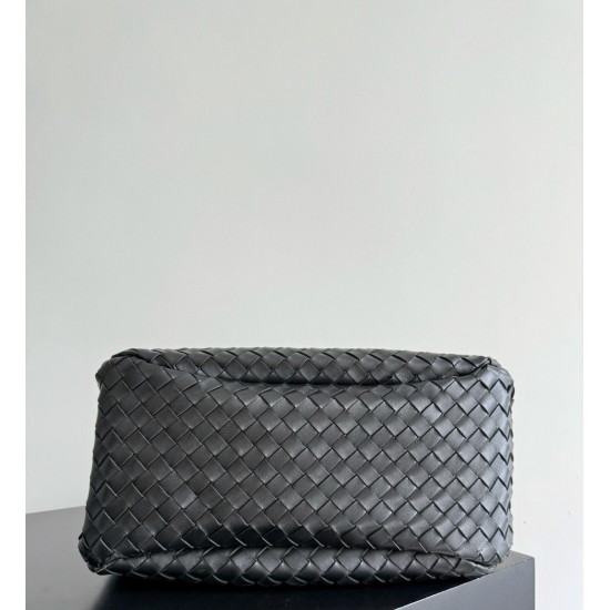 B*V Campana Large Double-Sided Woven Leather Shoulder Bag - Black