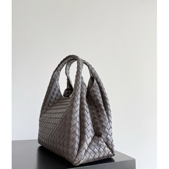 B*V Campana Large Double-Sided Woven Leather Shoulder Bag - Brown