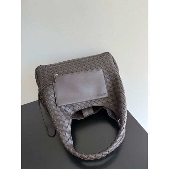 B*V Campana Large Double-Sided Woven Leather Shoulder Bag - Brown