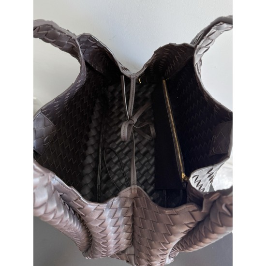B*V Campana Large Double-Sided Woven Leather Shoulder Bag - Brown