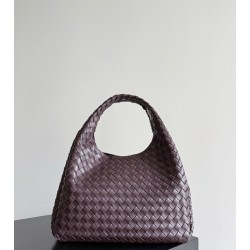 B*V Campana Large Double-Sided Woven Leather Shoulder Bag - Burgundy
