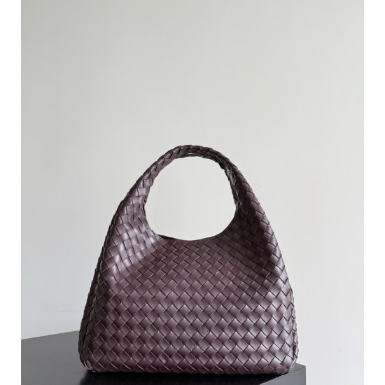 B*V Campana Large Double-Sided Woven Leather Shoulder Bag - Burgundy