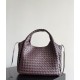 B*V Campana Large Double-Sided Woven Leather Shoulder Bag - Burgundy