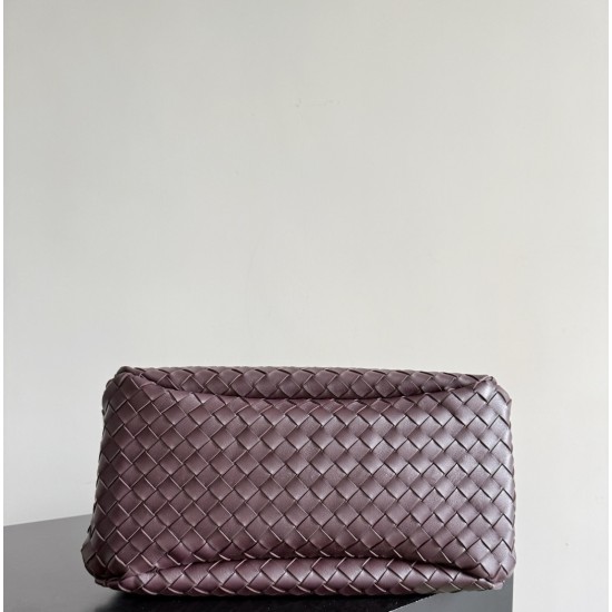 B*V Campana Large Double-Sided Woven Leather Shoulder Bag - Burgundy