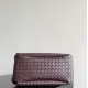 B*V Campana Large Double-Sided Woven Leather Shoulder Bag - Burgundy